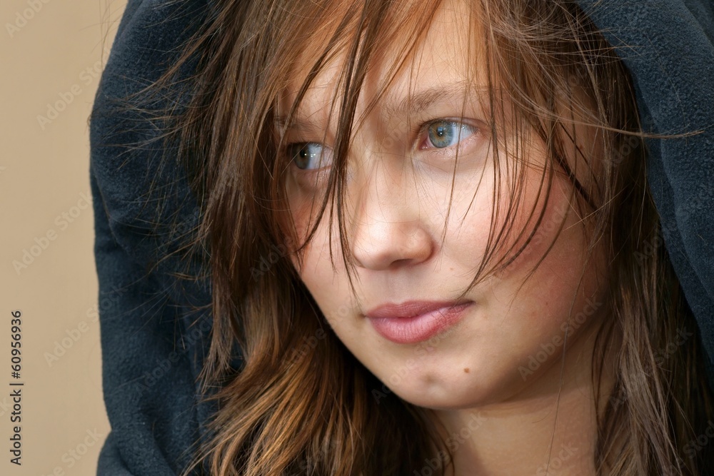 Portrait of a teenage girl in the hood Portrait of a teenage girl in the hood
