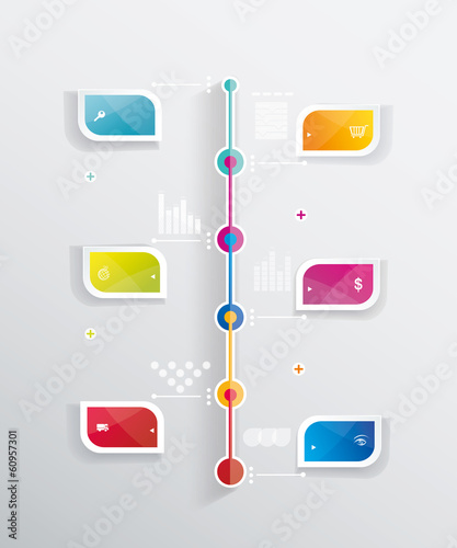 Time Line design template with paper tags photo