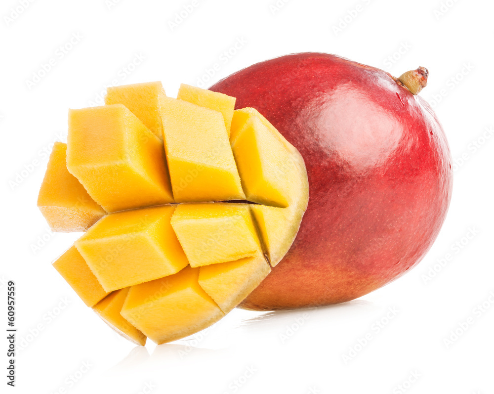 Ripe mango with slice isolated on white Ripe mango with slice isolated on white