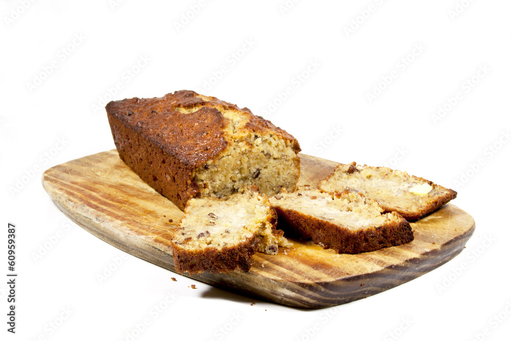 Freshly Baked Homemade Banana Bread On Cutting Board Freshly Baked Homemade Banana Bread On Cutting Board