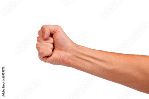 Photography Males hand with a clenched fist isolated