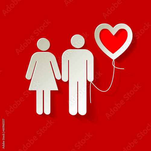 Valentinstags Pärchen mit Herz im ROT