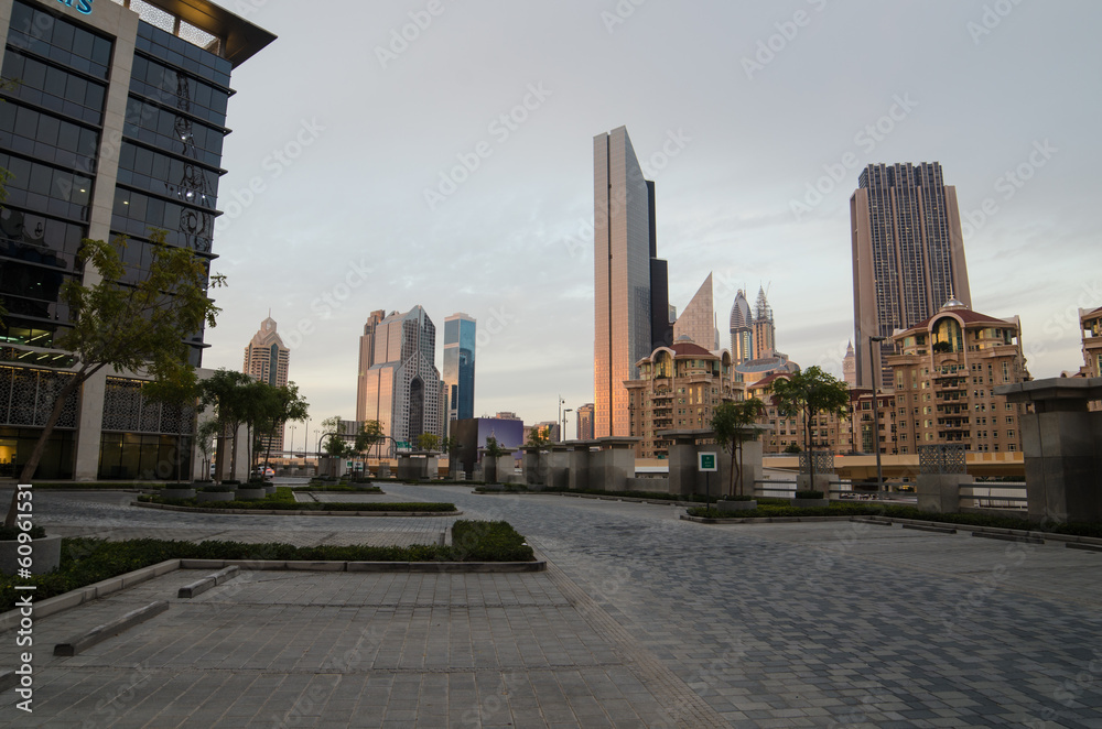 Downtown of Dubai (United Arab Emirates) in the sunset