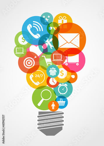 Business Internet for Different Electronic Devices Concept. Vec