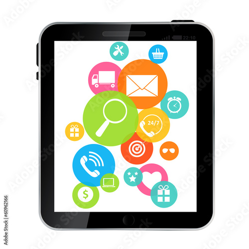 Business Internet for Different Electronic Devices Concept. Vec