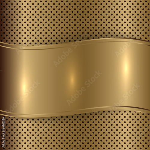 Vector gold brushed metallic plaque background