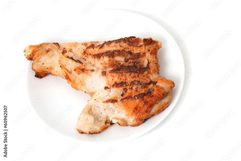 Grilled teriyaki chicked on ceramic plate Grilled teriyaki chicked on ceramic plate