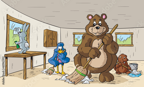 Animals cleaning