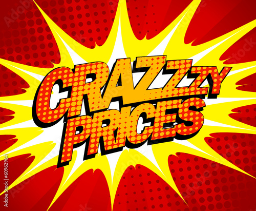 Crazy prices design in pop-art style