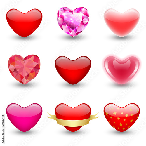 Set of geometric icons hearts, design elements