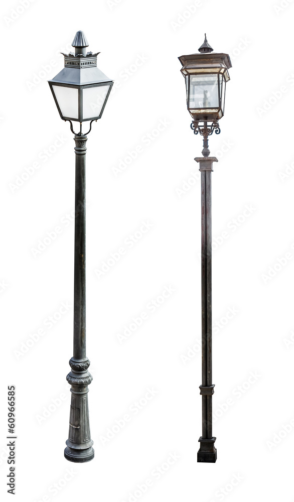 Street lamps isolated on white background