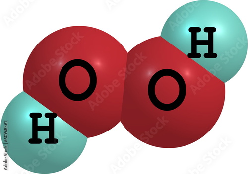 Hydrogen peroxide (H2O2) molecular structure isolated on white