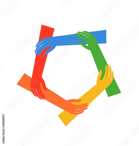 Vector Ring of five hands showing fraternity
