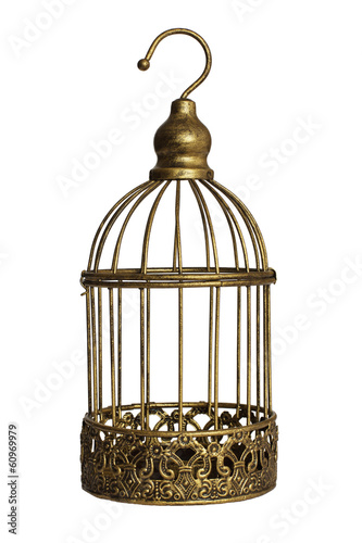 Fotografie, Tablou Vintage birdcage isolated on white background