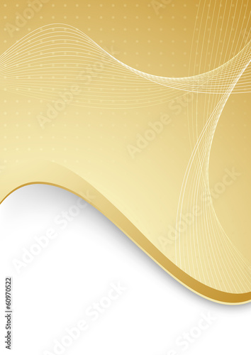 Abstract background with golden border and waves