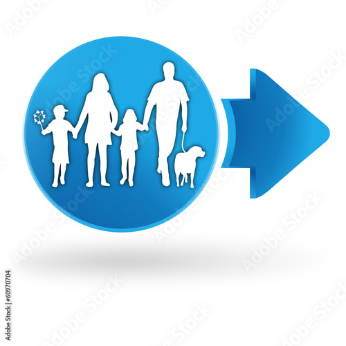 famille sur symbole web bleu