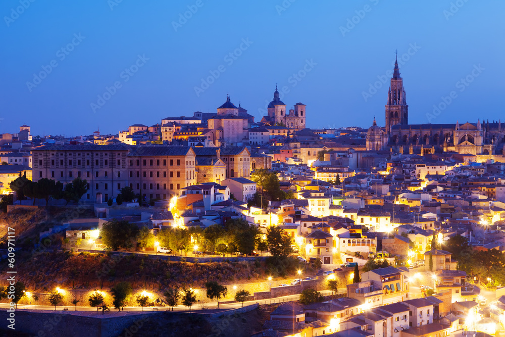  Toledo with Cathedral in night.  Spain