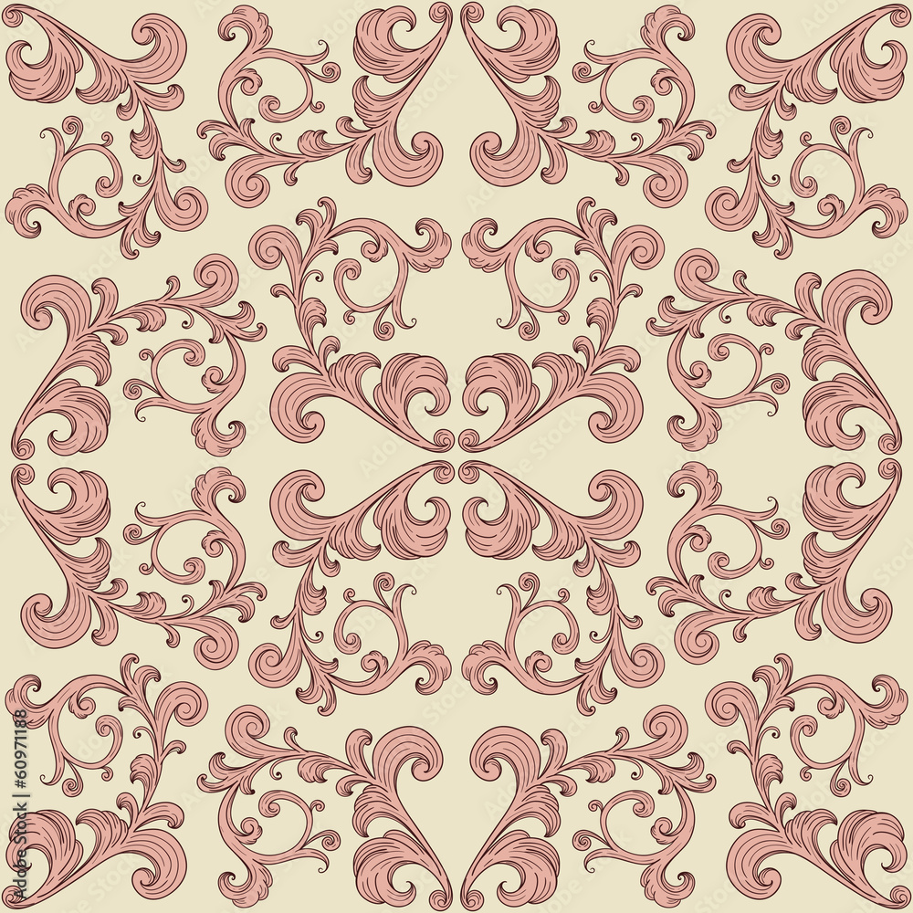 vector seamless romantic background with vintage floral ornament