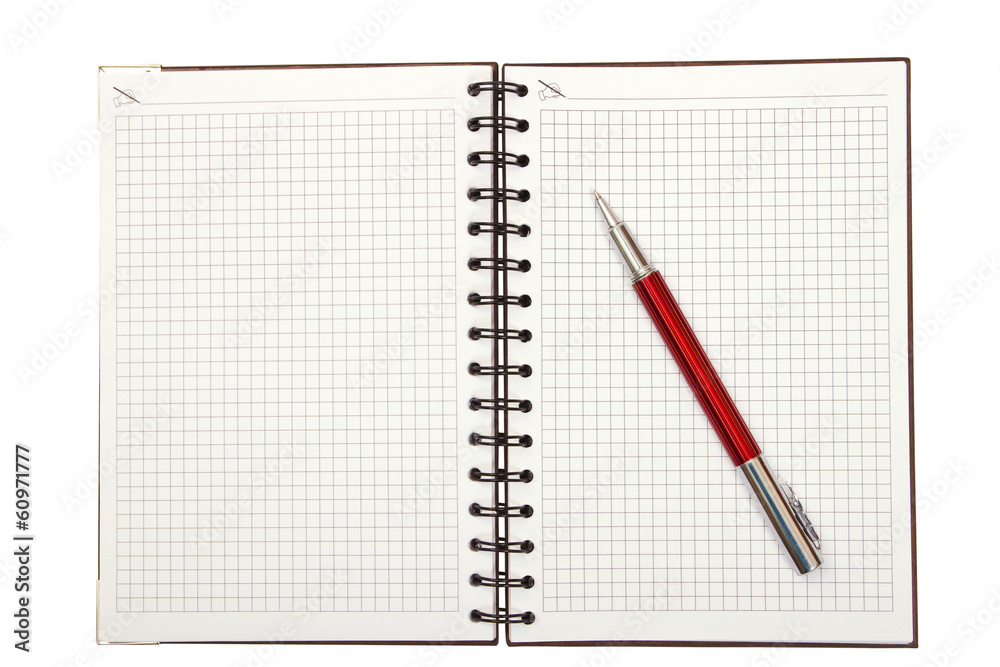 Notebook and red pen Notebook and red pen