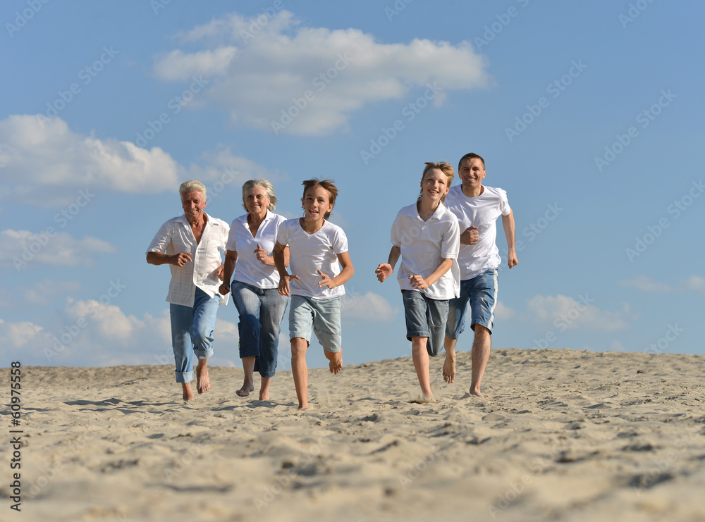 happy family  running