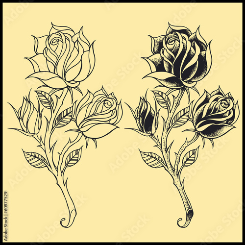 Roses Oldskool Tattoo style element