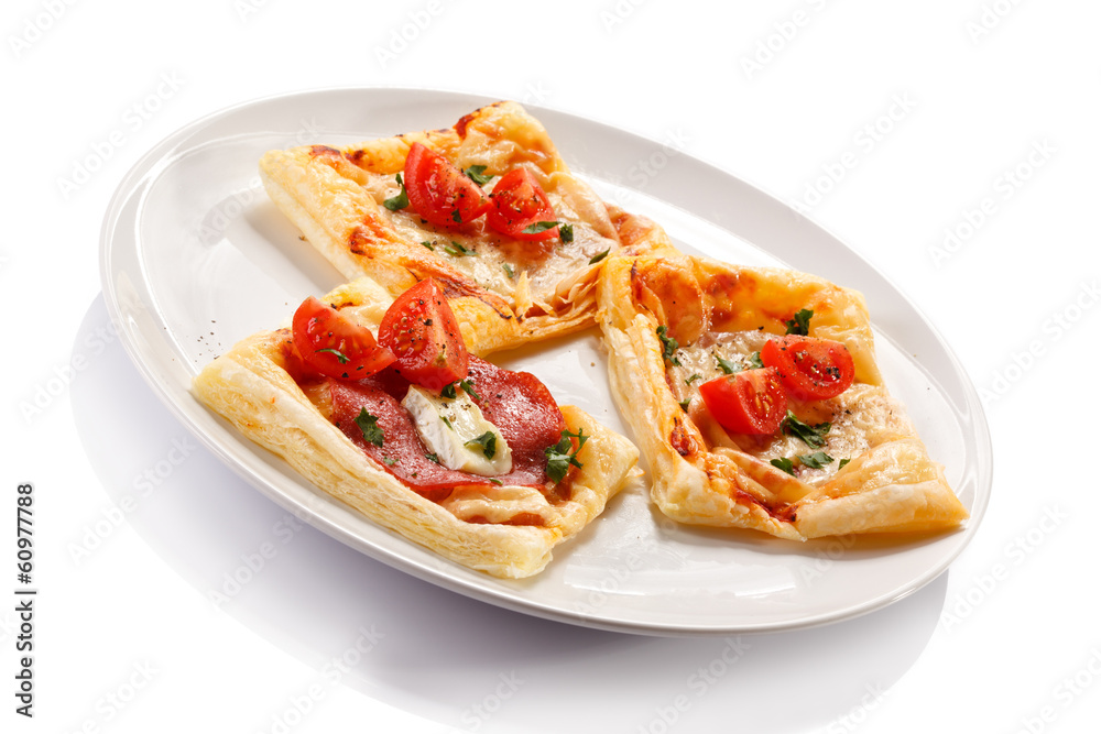 Fototapeta premium Mini pizza on white background