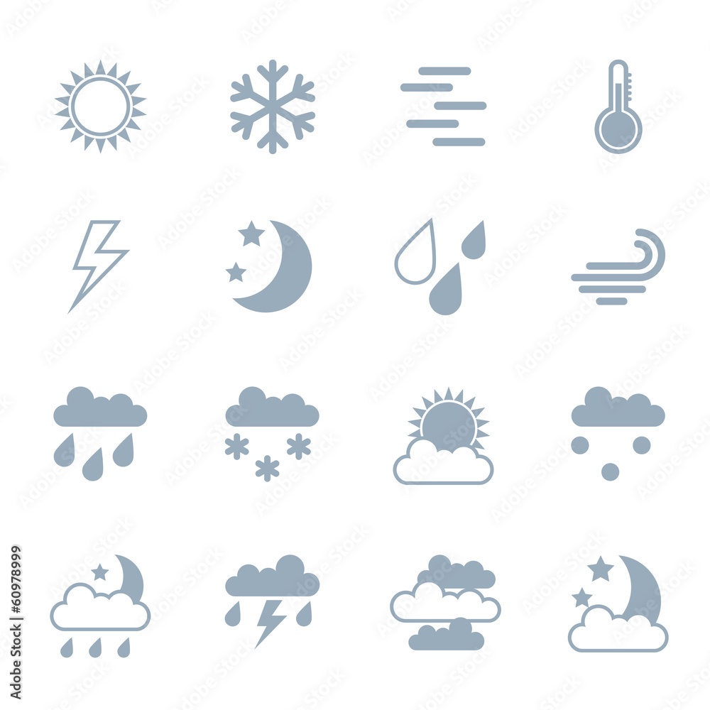 Obraz premium Weather icons set in flat design style.