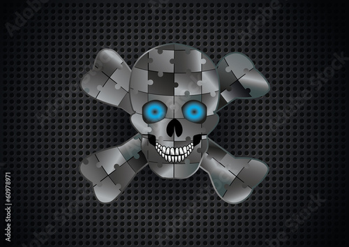 Foto Skull made ​​of silver puzzle pieces