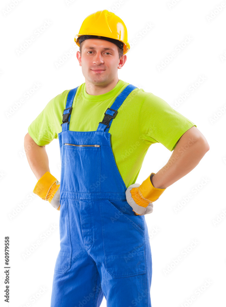 a men wearing working clothes isolated on white background a men wearing working clothes isolated on white background