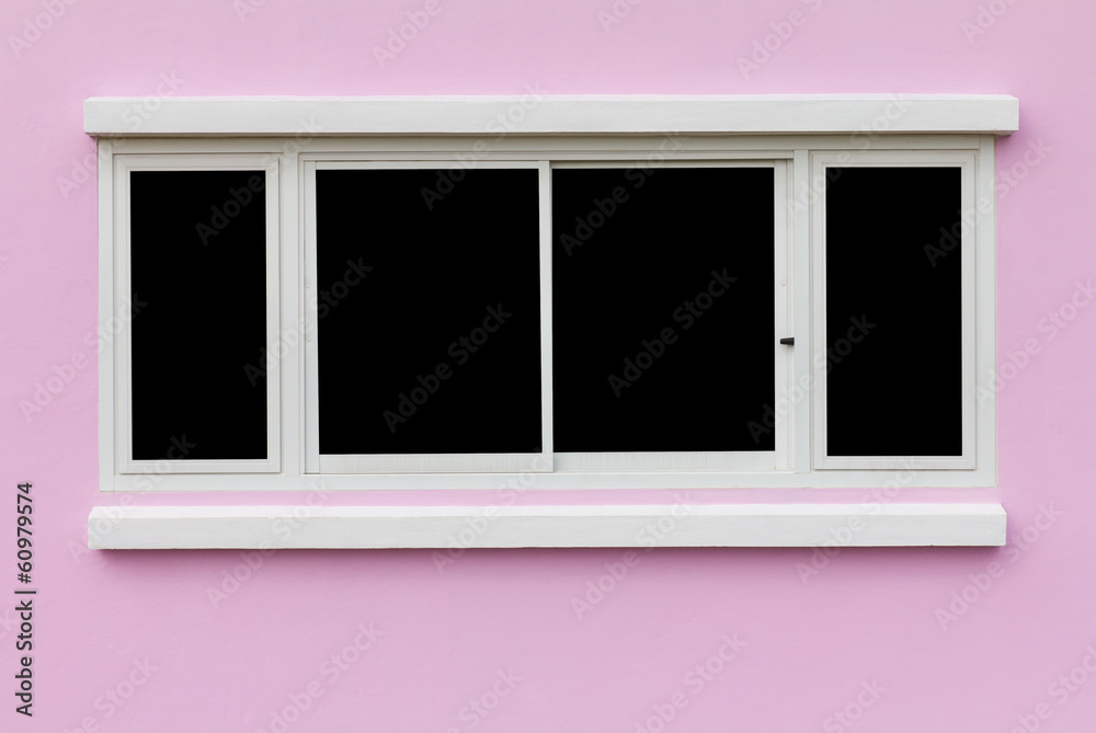Background window frame in the wall pink black backdrop