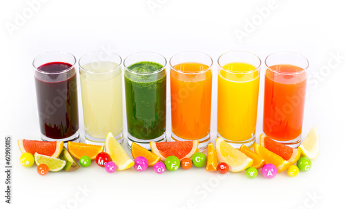 Fresh and healthy fruit and vegetable juices