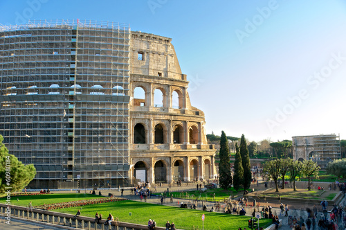Canvas Print Restoration of the Colosseum - Rome symbol