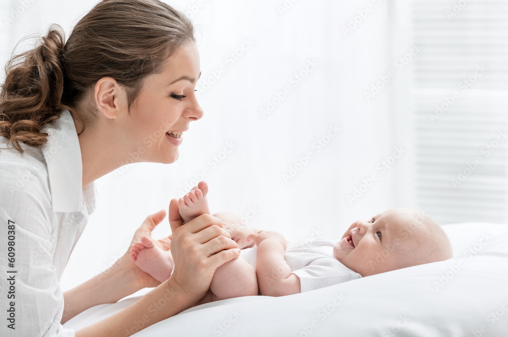 Portrait of happy mother and baby Portrait of happy mother and baby