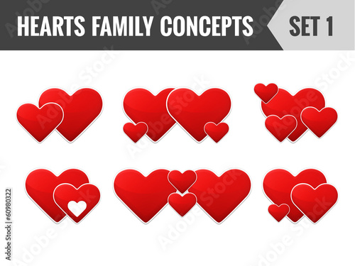 Hearts family concepts. Set 1. Vector illustration.