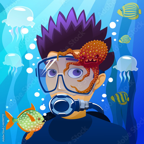 Diving young man