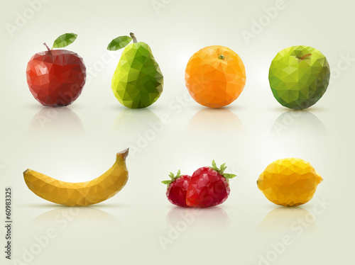 Fototapeta Naklejka Na Ścianę i Meble -  Polygon fruit illustrations