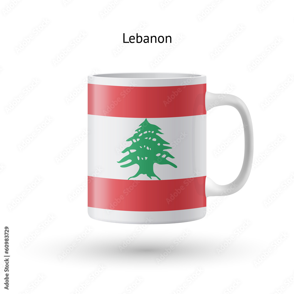 Lebanon flag souvenir mug on white background. Lebanon flag souvenir mug on white background.