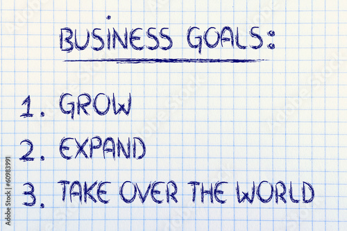 list of business goals  grow  expand  take over the world