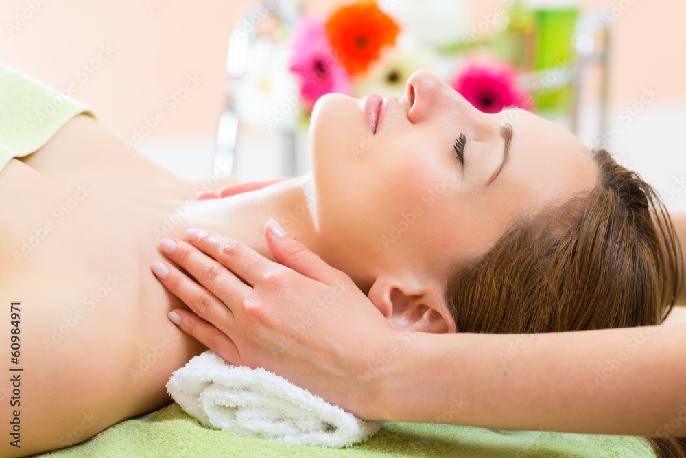 Wellness - woman getting head massage in Spa Wellness - woman getting head massage in Spa