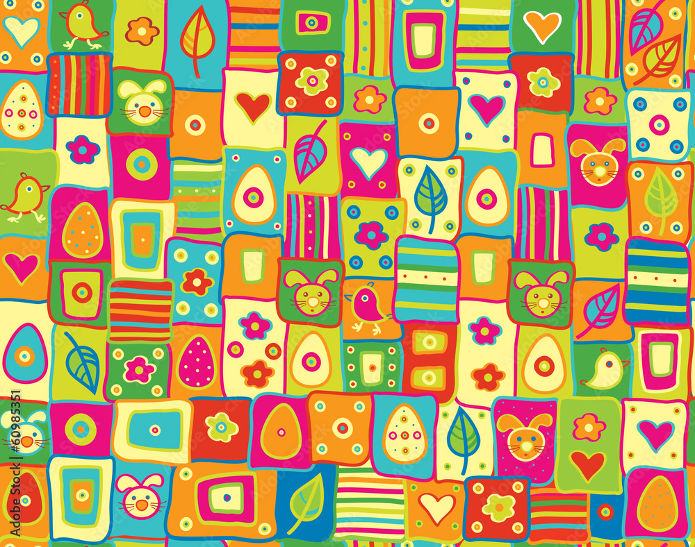 Vector cute seamless pattern, happy Easter.