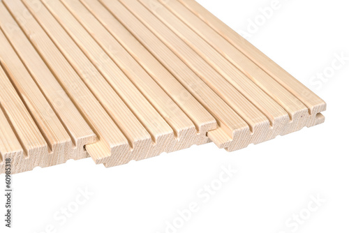 Pine floorboards isolated over white with clipping path.