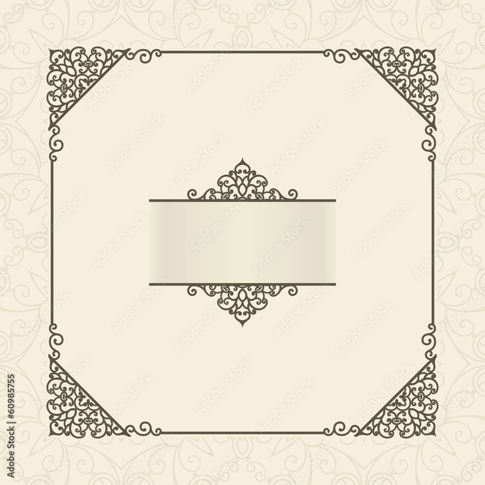 Vintage ornamental frame over pattern