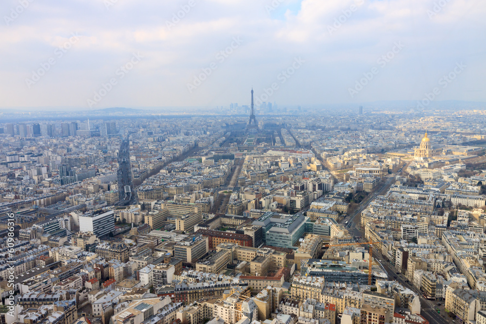 Panorama of Paris with Eiffel tower