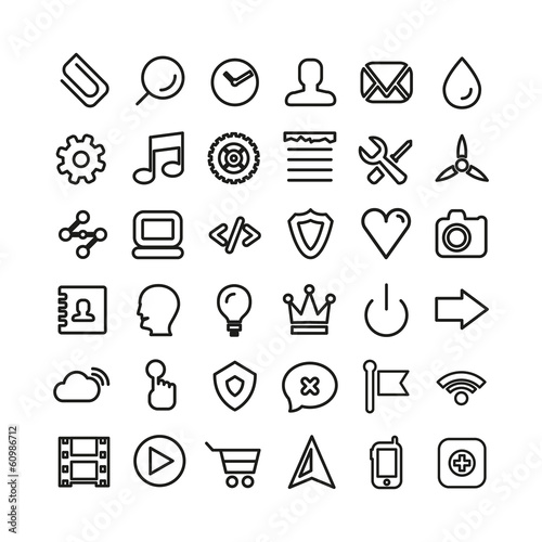 Web line icon set. Thin icons isolated on white