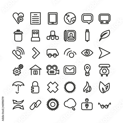 Web line icon set. Thin icons
