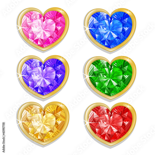 Diamond hearts with different colors