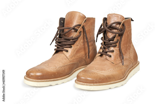 Hiking boots isolated over white with clipping path.
