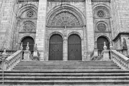 Cathedral portico entrance in Ourense, Galicia, Spain