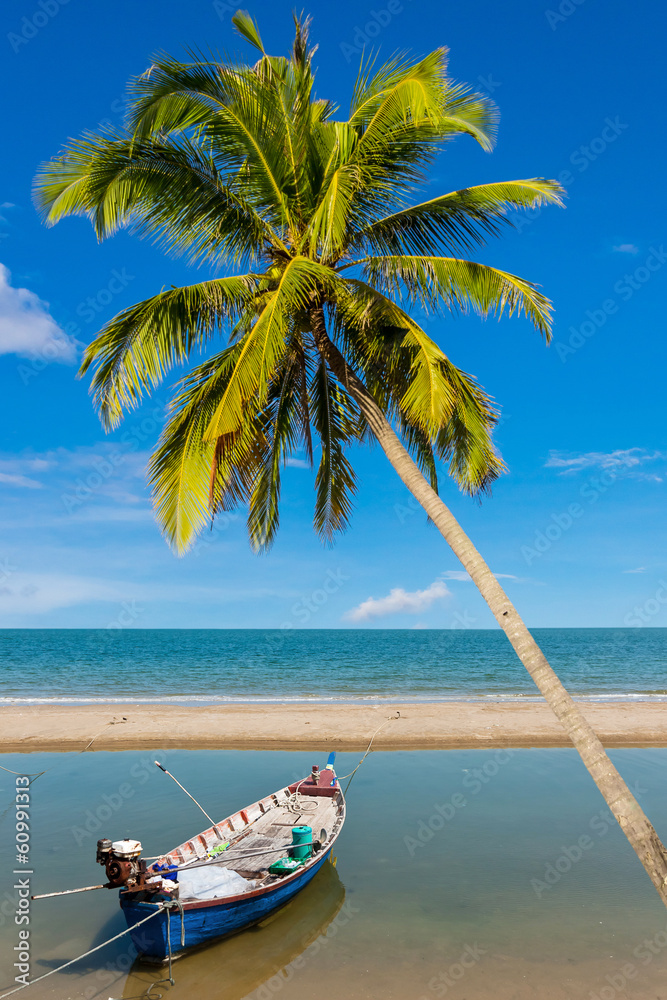 Fishing boat with beauty beach