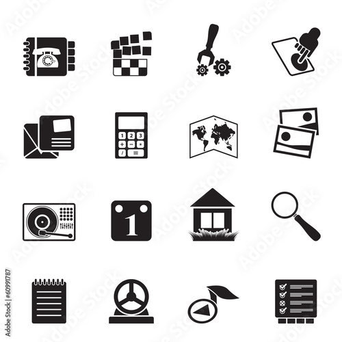 Silhouette Mobile Phone and Computer icon - Vector Icon Set